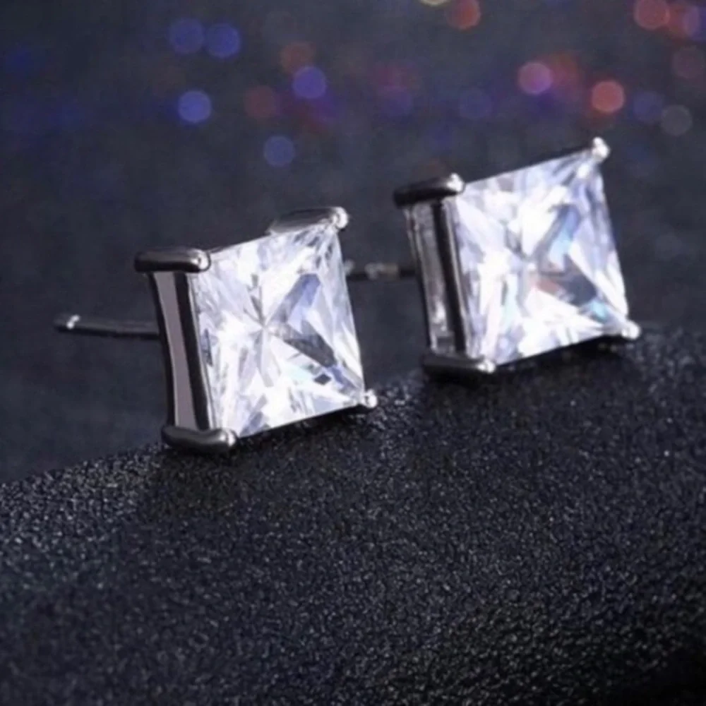 Renaissance Collection 18k White Gold Over 925 Sterling Silver CZ Stud Earrings